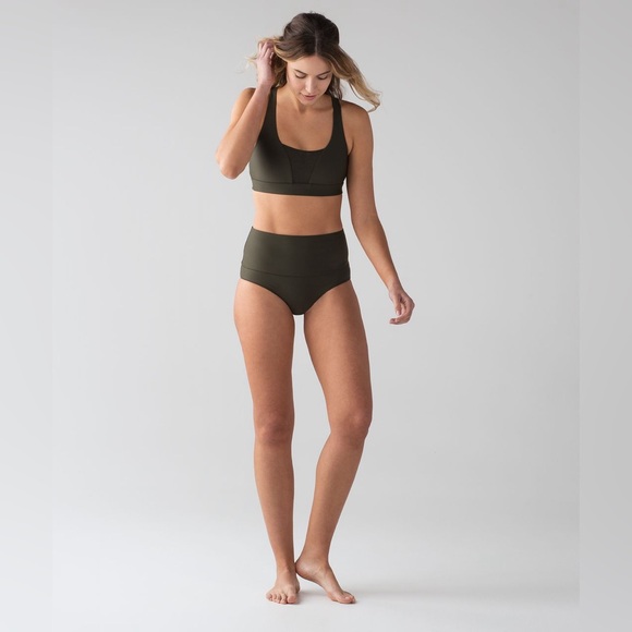 Lululemon Vitalize Swim Sports Bra Dark Olive Activewear Running Summer Yoga Gym - Picture 4 of 13